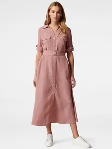 Forever New Women Pink Solid Shirt Dress