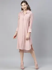 RAREISM Women Pink Solid Shirt Dress