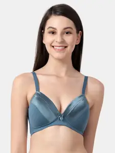 shyaway Teal Solid Non-Wired Lightly Padded Everyday Bra ST015
