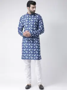 Hangup Men Blue Ethnic Motifs Printed Kurta
