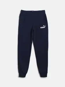 Puma Boys Navy Blue Solid Slim-Fit ESS Sustainable Joggers