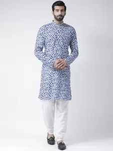 Hangup men blue geometric printed kurta