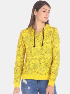 Sugr Women Yellow Printed Sweatshirt