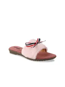 Shoetopia Women Pink Solid Suede Open Toe Flats