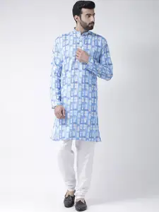 Hangup Men Blue Dyed Kurta