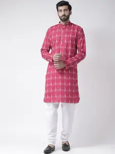 Hangup Men Pink Printed Kurta