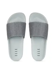 ELLE Women Grey Solid Sliders