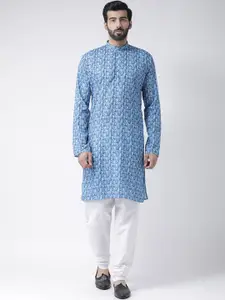 Hangup Men Blue Printed Straight Kurta