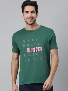 RARE RABBIT Men Green Printed Round Neck T-shirt
