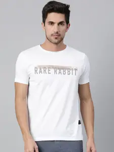 RARE RABBIT Men White Printed Round Neck T-shirt