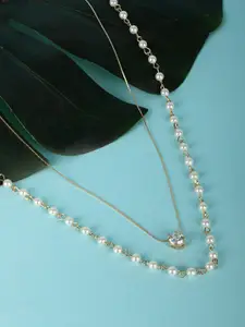 Priyaasi Gold-Plated & White Brass Handcrafted Necklace