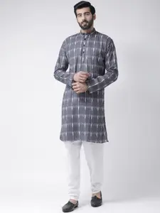 Hangup Abstract Printed Mandarin Collar Cotton Kurta
