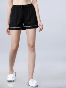 Tokyo Talkies Women Black & White Printed Lounge Shorts