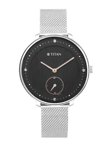 Titan Women Black & Silver-Toned Analogue Watch 2651SM01
