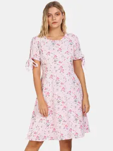Sugr Women Pink Printed A-Line Dress