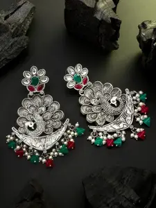 aadita Silver-Toned Contemporary Drop Earrings