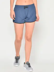PERFKT-U Women Blue Solid Regular Fit Sports Shorts
