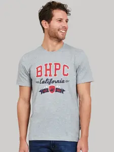 Beverly Hills Polo Club Men Grey Self Design Round Neck T-shirt