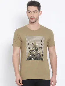 Club York Men Olive Green Printed Round Neck T-shirt