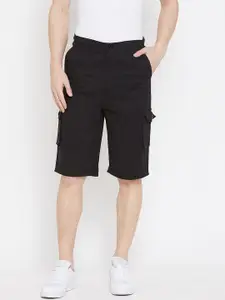 Hypernation Men Black Solid Regular Fit Cargo Shorts
