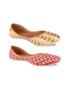 DESI COLOUR Women Multicoloured Solid Mojaris