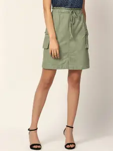 ELLE Women Green Solid A-Line Mini Skirt