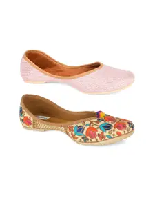 DESI COLOUR Women Multicoloured Textured Mojaris