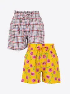 CUTECUMBER Girls Yellow Printed Regular Fit Regular Shorts