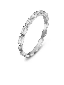 SWAROVSKI Rhodium-Plated Silver-Toned & White Crystal-Studded Finger Ring