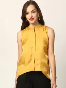 Zoella Mustard Yellow Mandarin Collar Regular Top