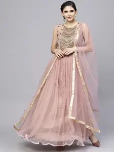 Chhabra 555 Women Mauve Embroidered Maxi Dress