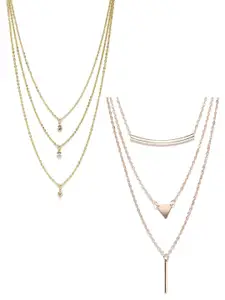 OOMPH Set of 2 Gold-Toned Layered Necklaces