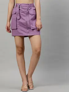 STREET 9 Lavender A-line Denim Mini Skirt