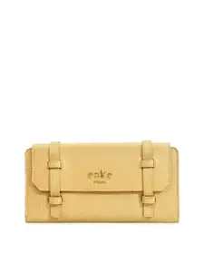 Eske Women Gold Solid Leather Wallet