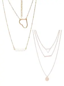 OOMPH Set of 2 Gold-Toned Layered Necklaces