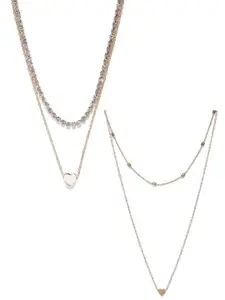 OOMPH Set Of 2 Gold-Toned Alloy Layered Necklace