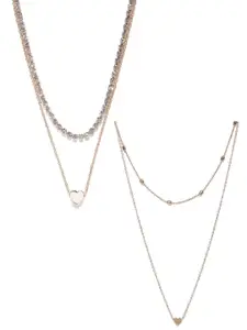 OOMPH Set Of 2 Gold-Toned Alloy Layered Necklace
