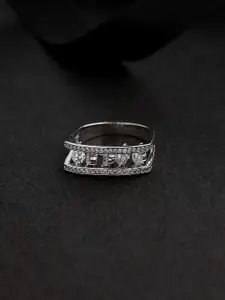 Voylla Silver-Plated White CZ-Studded Finger Ring
