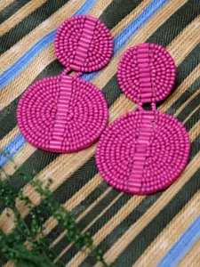 Crunchy Fashion Pink Circular Drop Earrings