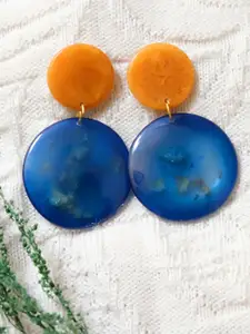 Crunchy Fashion Blue Circular Drop Earrings