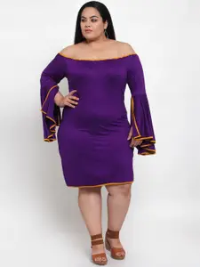 Flambeur Women Purple Solid Sheath Dress