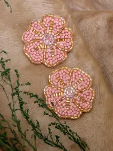 Crunchy Fashion Gold-Plated Pink Handmade Bohemian Contemporary Studs