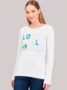 Beverly Hills Polo Club Women White Printed Round Neck T-shirt