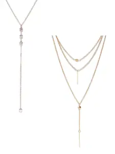 OOMPH Set Of 2 Gold-Toned Alloy Layered Necklace