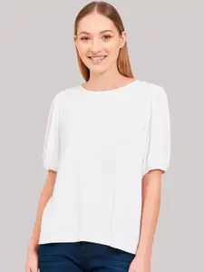 Beverly Hills Polo Club Women White Solid Boat Neck T-shirt