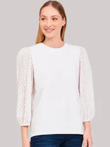 Beverly Hills Polo Club Women White Solid Round Neck T-shirt