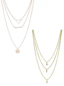 OOMPH Set Of 2 Gold-Toned Alloy Layered Necklace