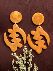 Crunchy Fashion Gold-Plated Orange Contemporary Drop Earrings