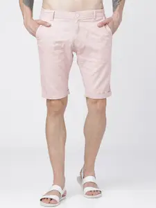 HIGHLANDER Men Pink Solid Slim Fit Regular Shorts