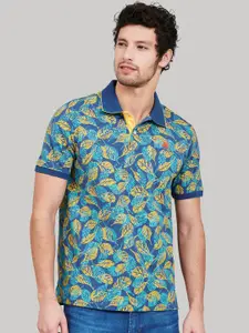 Beverly Hills Polo Club Men Blue Printed Polo Collar T-shirt